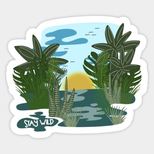 Stay wild natural habitat vector drawing Sticker